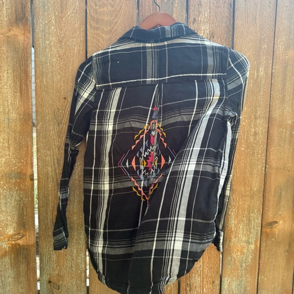 MUDD Girls Black White Plaid Long Sleeve Western Shirt Size 14 - Picture 7 of 8